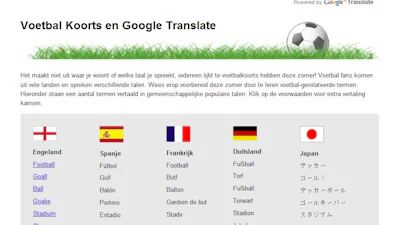WK 2010: Google Translate focust op de bal