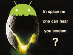 Android gillend de ruimte in