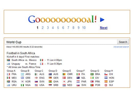 WK 2010: Google scoort met zoek-verrassing