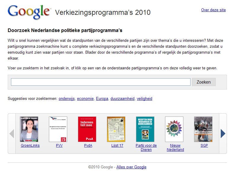 Zoekmachine voor verkiezingsprogramma's