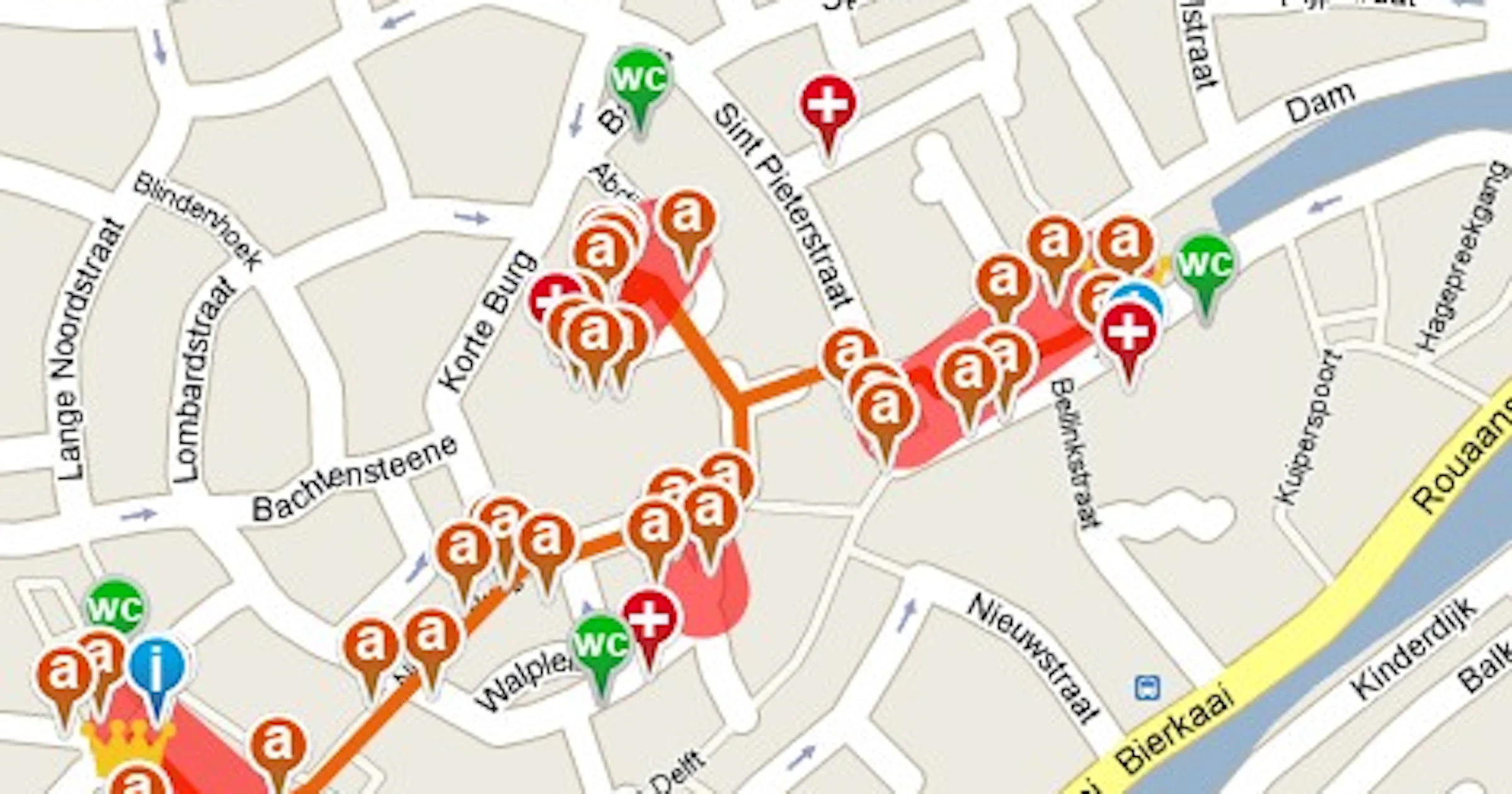 Wandeling Koningin te volgen via Google Maps