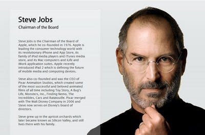 Steve Jobs CEO-af bij Apple