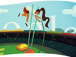 Olympische Spelen polsstokhoogspringen Google Doodle