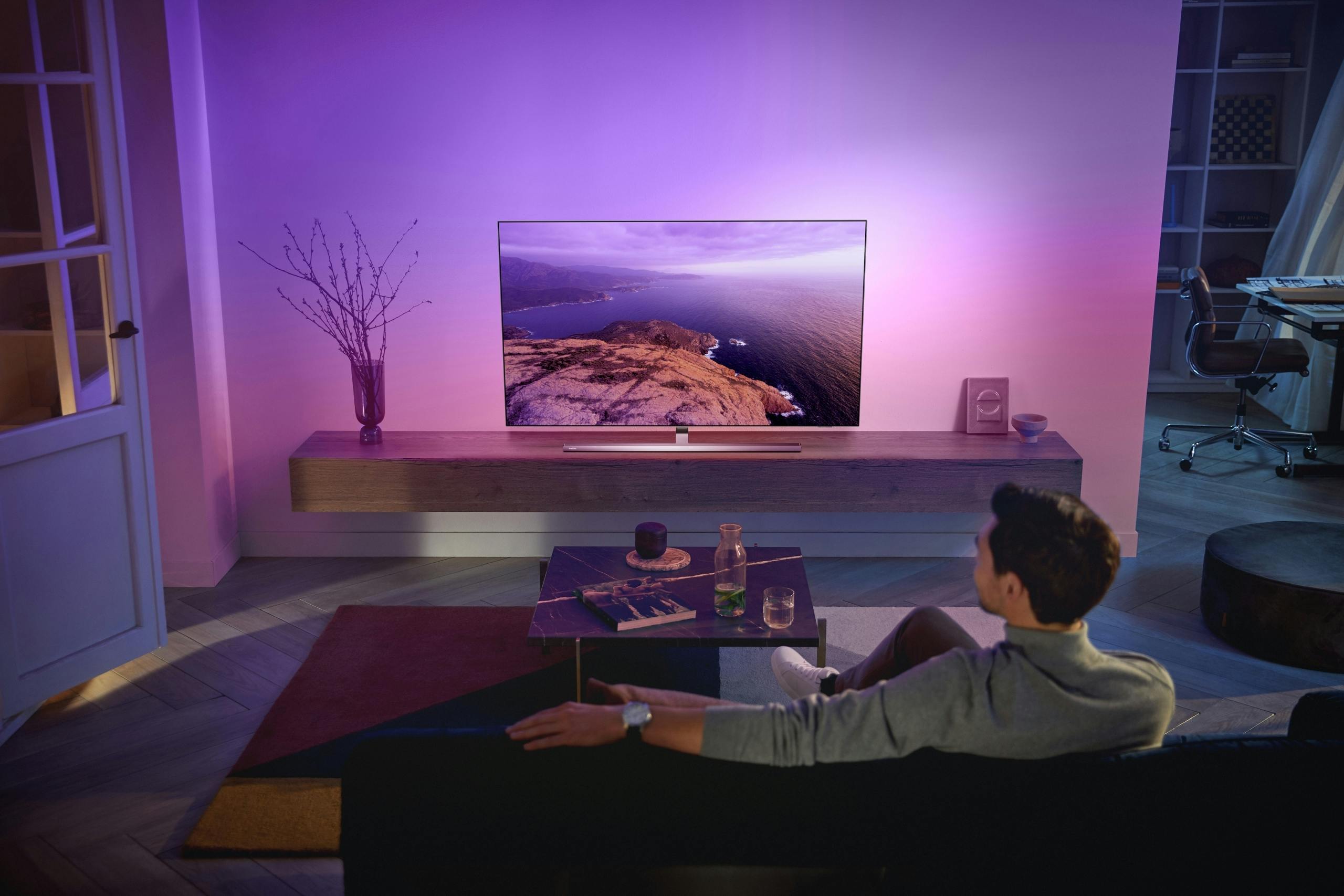 Samsung-tv met ambilight van Philips Hue
