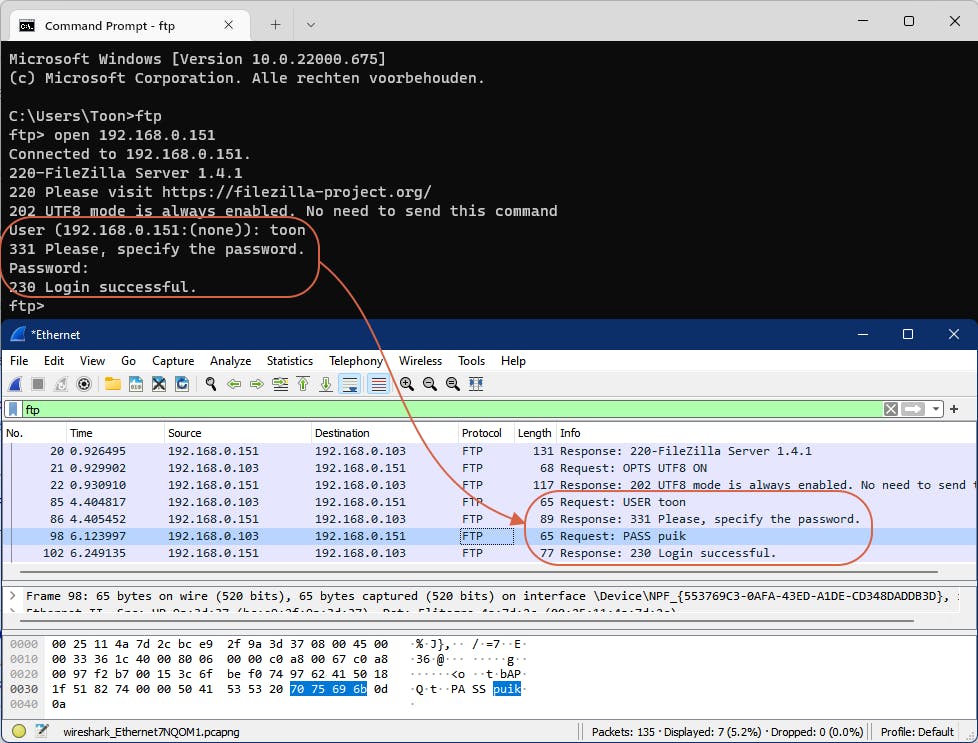 FTP is een onveilig protocol gezien alle data onversleuteld het netwerk opgaan.