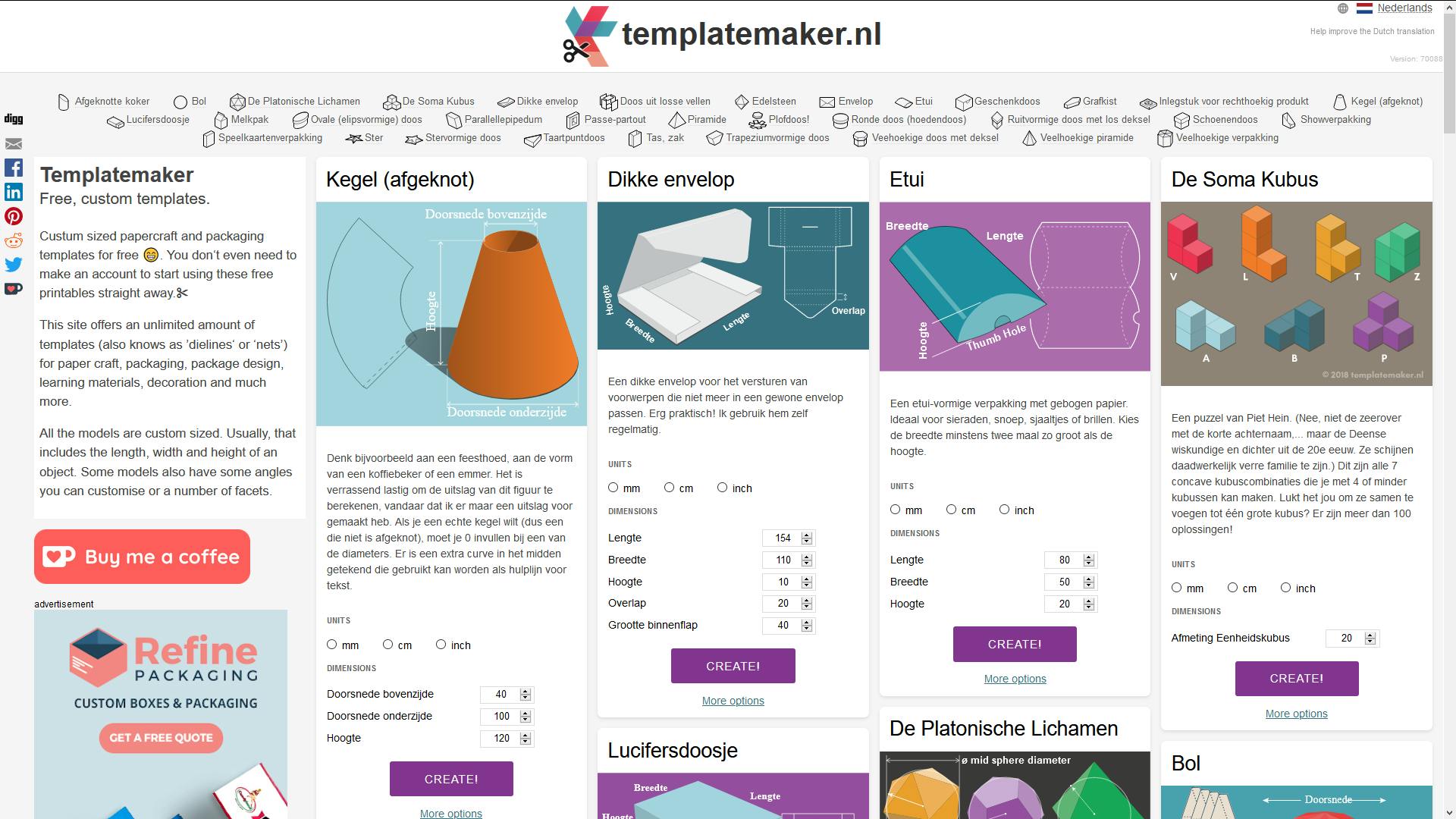 Templatemaker - Maak zelf allerhande verpakkingen