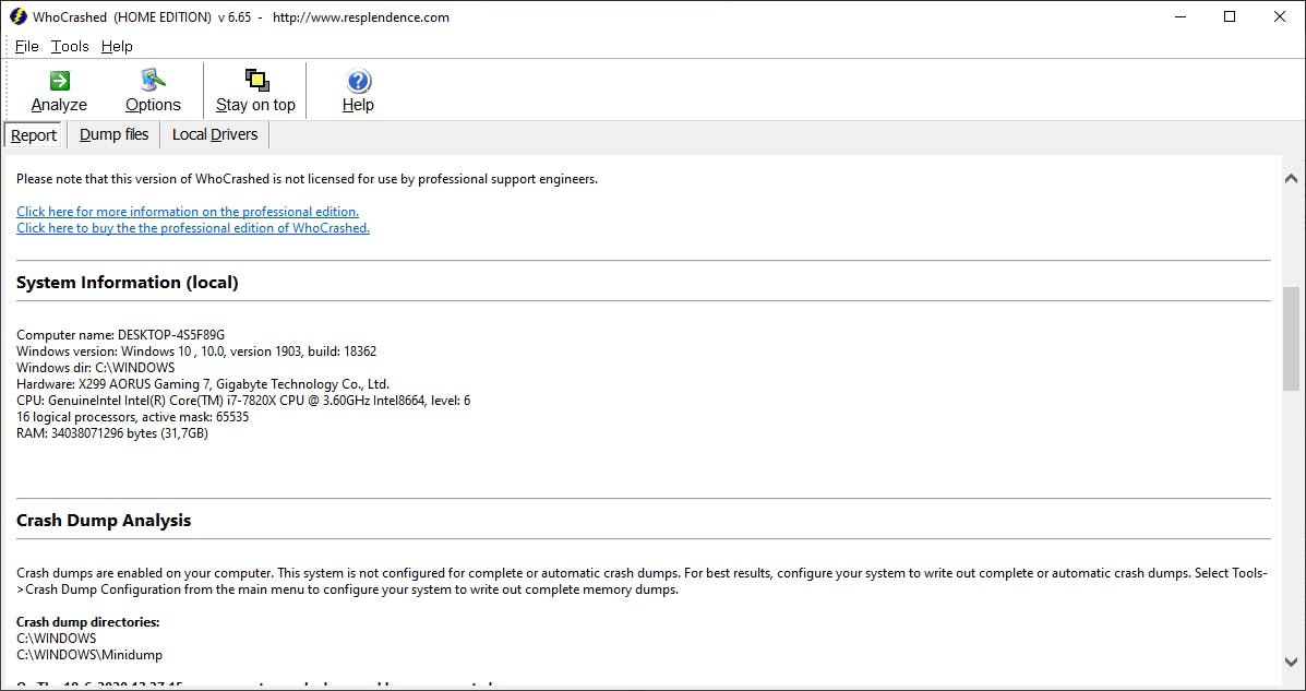WhoCrashed - Waardoor crashte Windows?