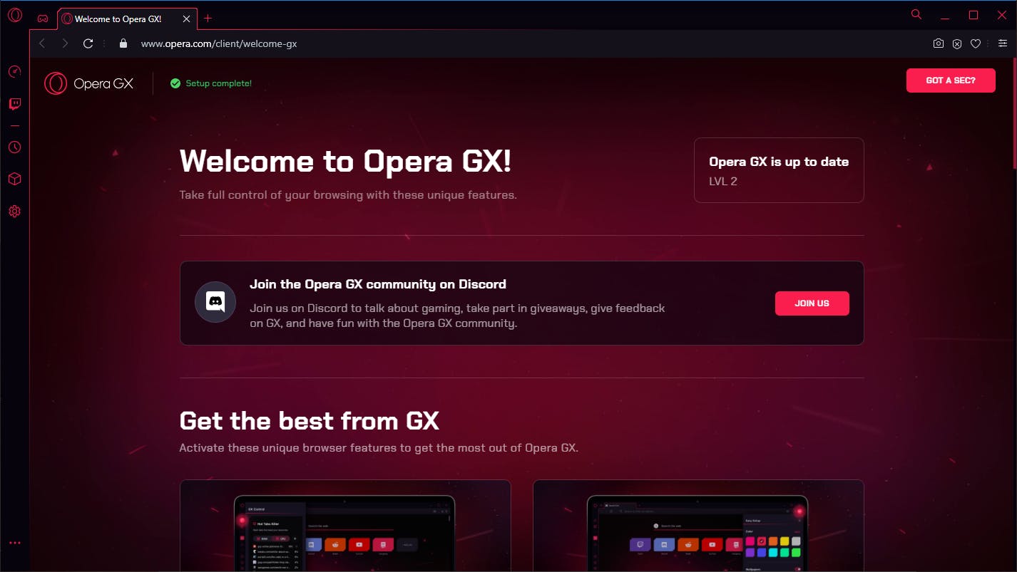 OperaGX - Browser voor gamers