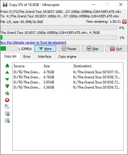 UltraCopier - Meer controle over de kopieerfunctie in Windows