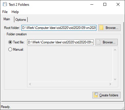 Text 2 Folders - Mappen aanmaken