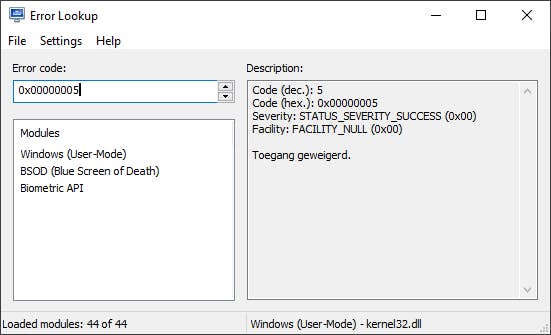 Error Lookup - Achterhaal de betekenis van Windows-foutcodes