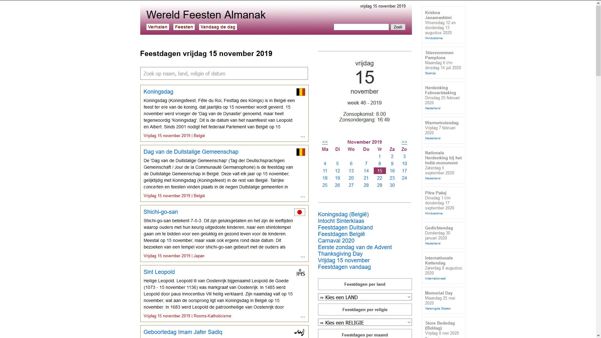 Wereld Feesten Almanak - Feesten en verhalen 