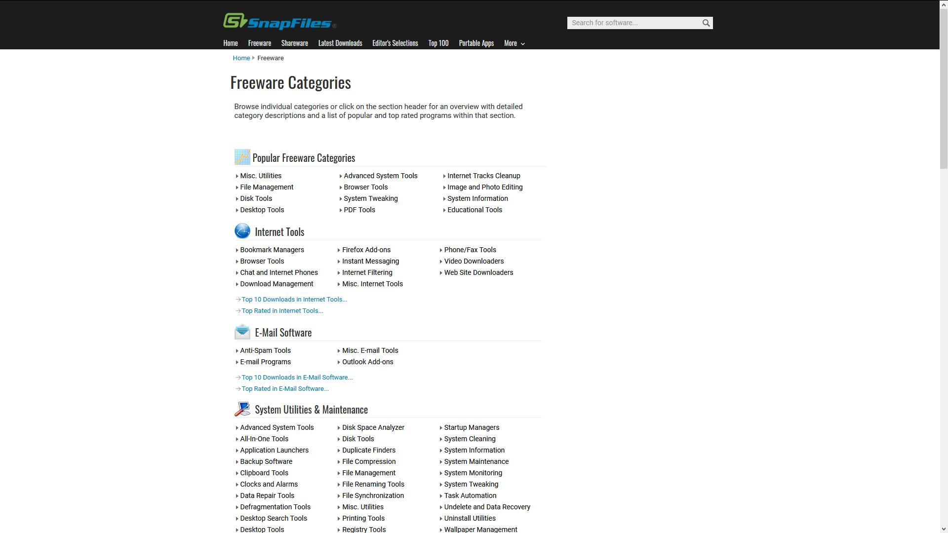 Snapfiles - Een riante en netjes geordende bibliotheek vol freeware