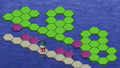 Hex-a-hop - Breek alle groene tegels in het level