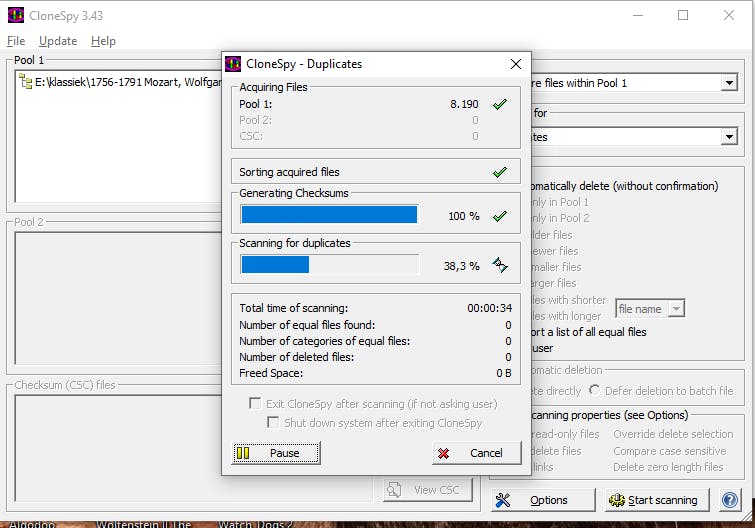 CloneSpy -  dubbele bestanden vinden