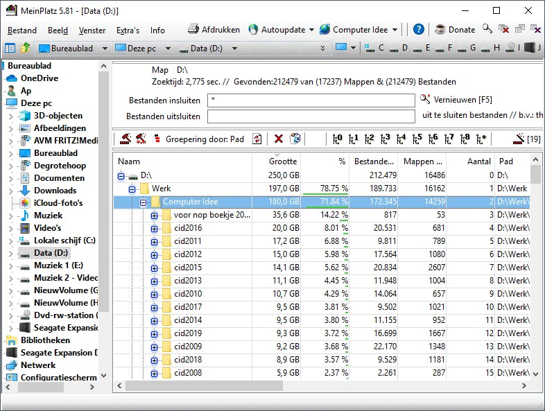 MeinPlatz - Sober maar efficiënt zicht op gebruikte schijfruimte