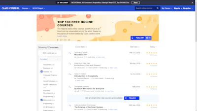 Class Central - Studeren kan tegenwoordig gratis en online