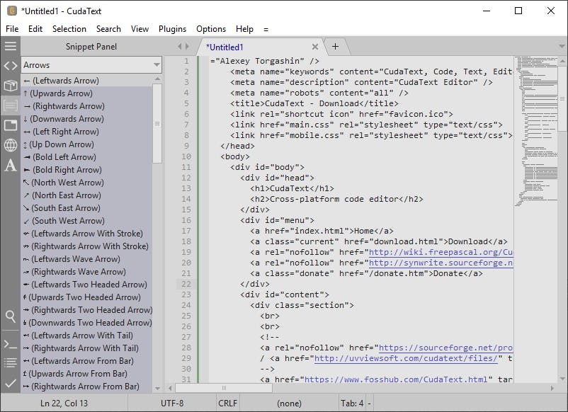 CudaText - Tekstverwerker voor gestructureerde documenten.