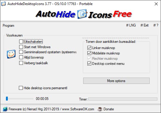 AutoHideDesktopIcons - Bij een mooie achtergrond past een leeg bureaublad