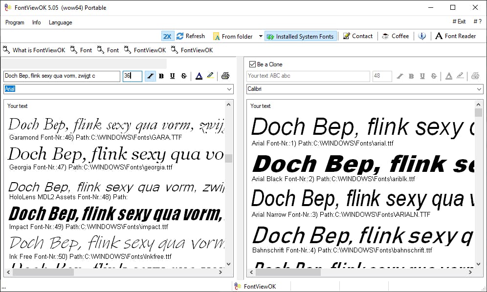 FontViewOK - Bekijk geïnstalleerde en niet-geïnstalleerde lettertypes