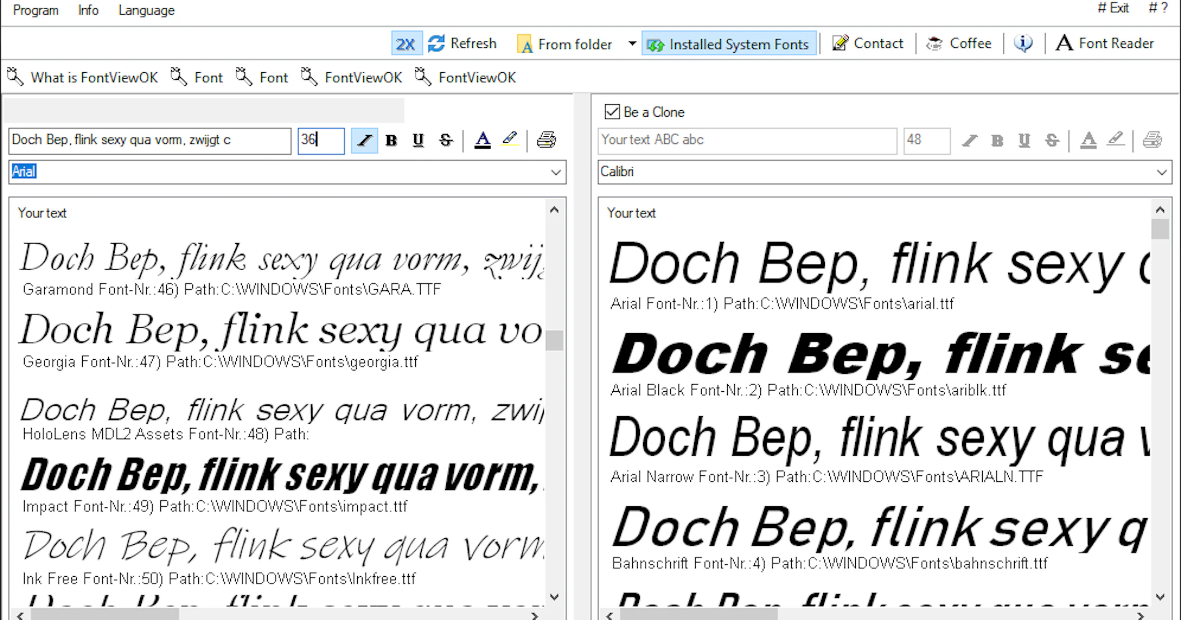 FontViewOK - Bekijk geïnstalleerde en niet-geïnstalleerde lettertypes
