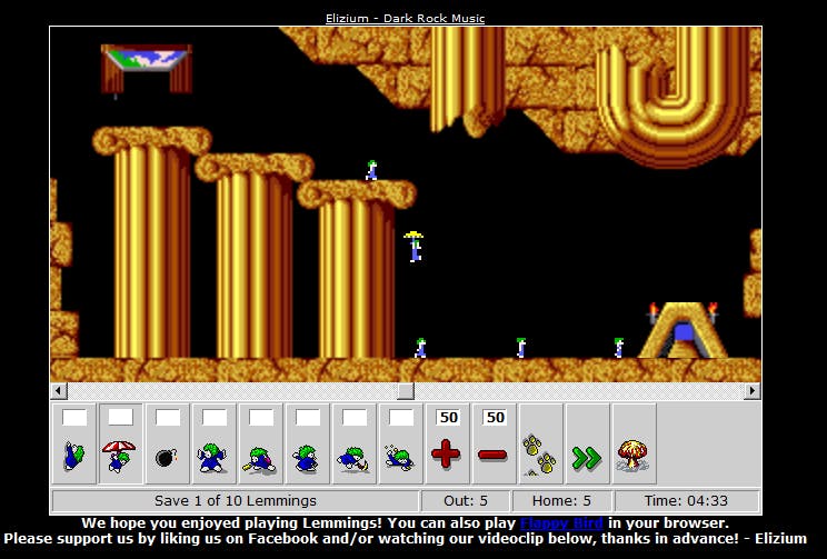 DHTML Lemmings - nog steeds onderhoudend