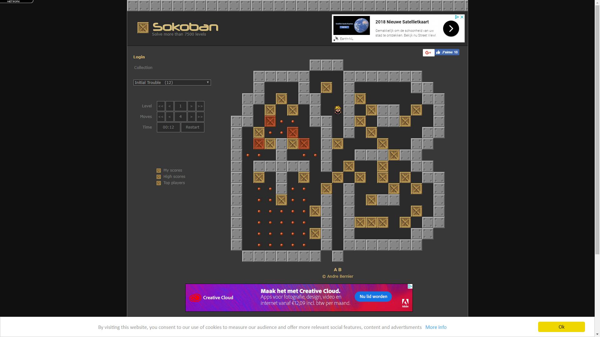 Sokoban online - 7500 online Sokoban-levels. Je raakt niet uitgeschoven