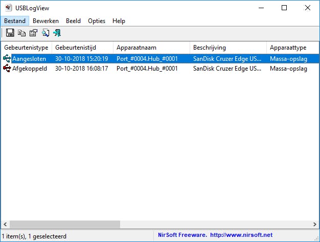 USBLogView - Wie rammelt er aan de usb-poort?