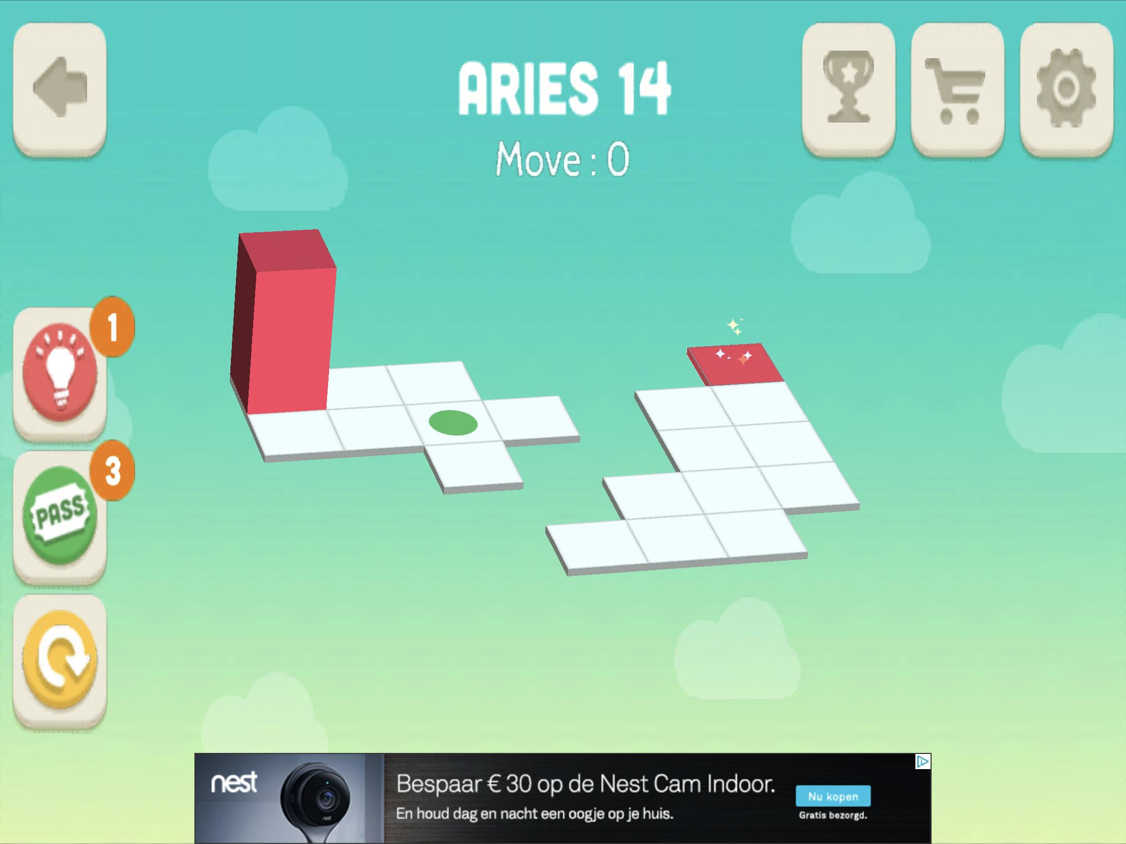 Bloxorz - Navigeer het blok naar het gat.