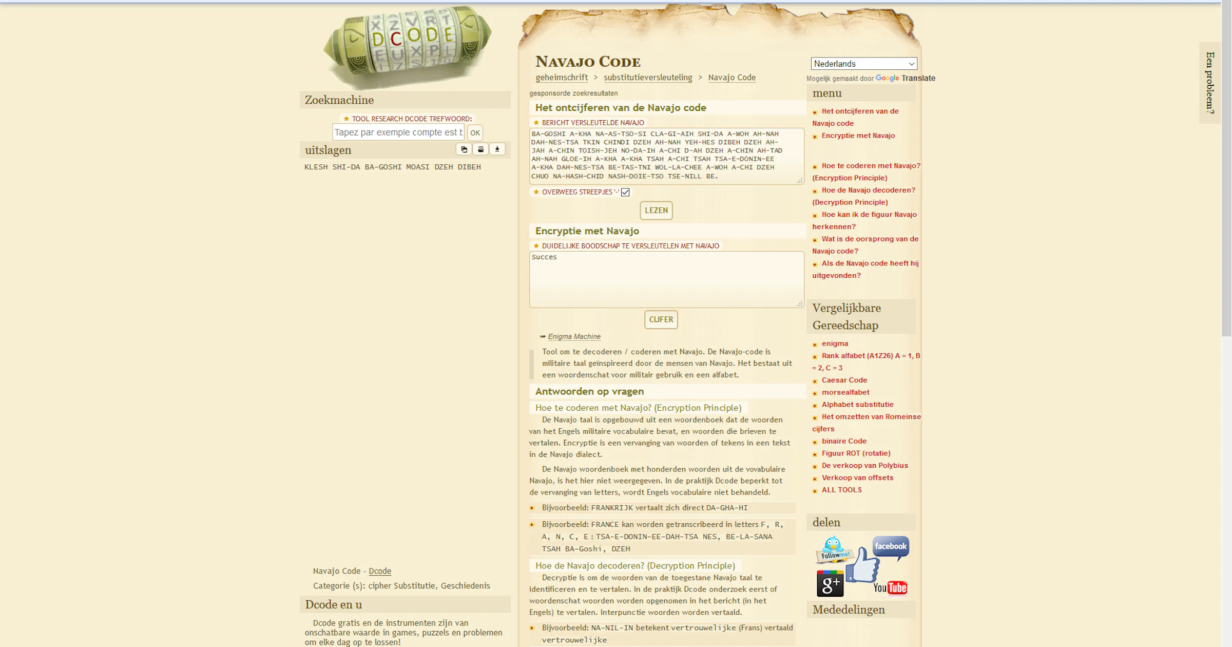 DCode - Alles voor cryptografen en puzzelaars.