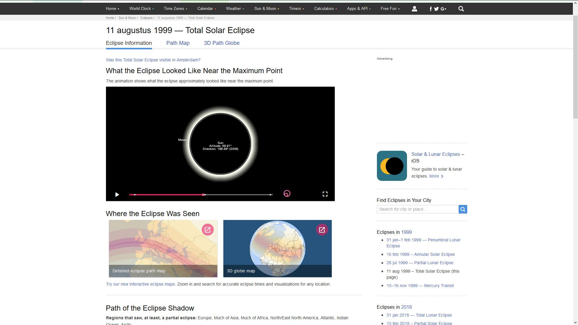 TimeAndDate - Alles over tijden, data, eclipsen en meer