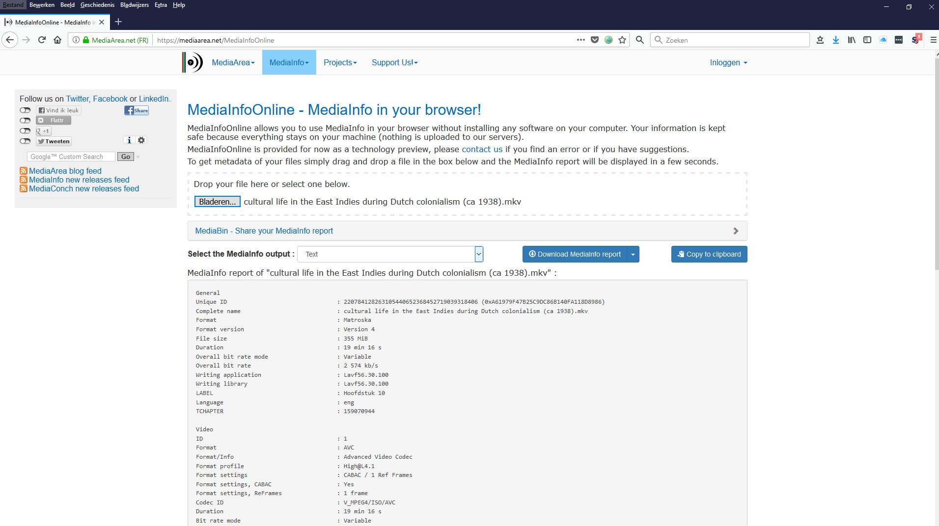 MediaInfoOnline - Online audio- en videobestanden analyseren