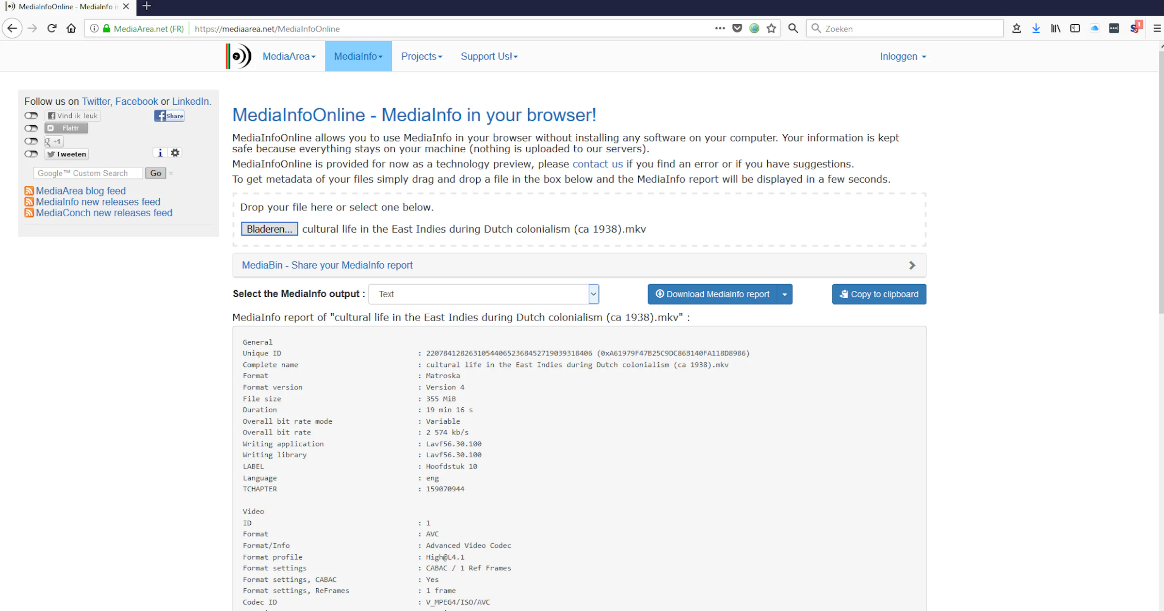 MediaInfoOnline - Online audio- en videobestanden analyseren