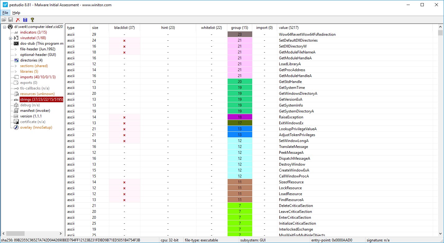 PEStudio - Analyseer exe-bestanden op mogelijke risico's
