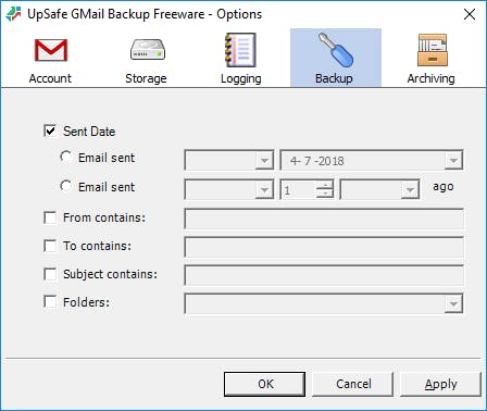 Upsafe Gmail Backup - Maak een lokale backup van uw Gmail-postbussen