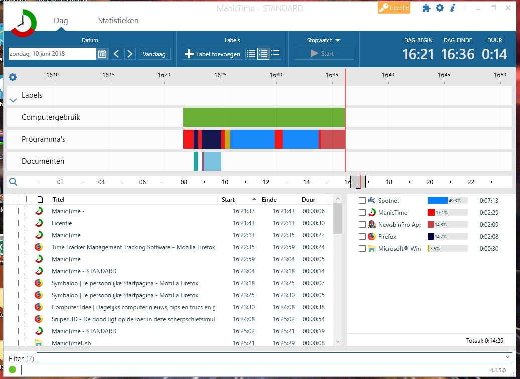 ManicTime - Houdt je computergebruik nauwkeurig bij
