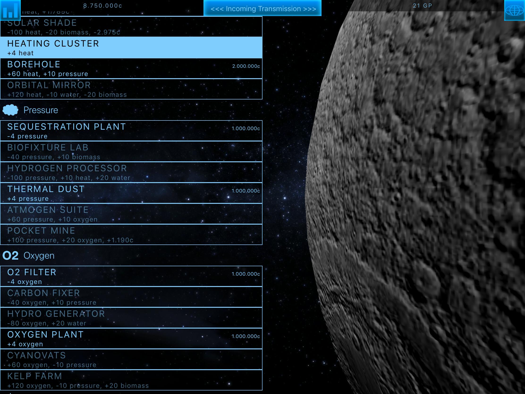 TerraGenesis - Vestig je kolonie op de maan, op mars of...