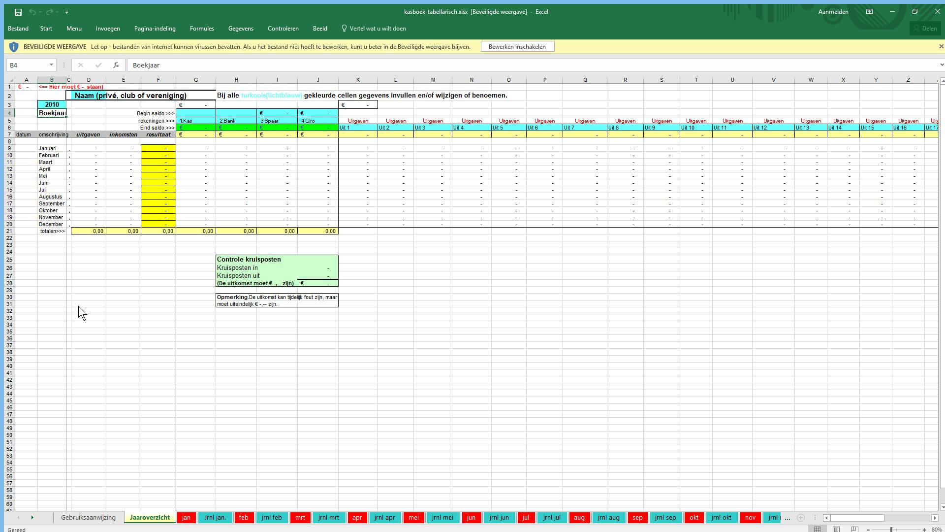 Tabellarisch Kasboek - Het bijhouden van een kasboek is niet moeilijk