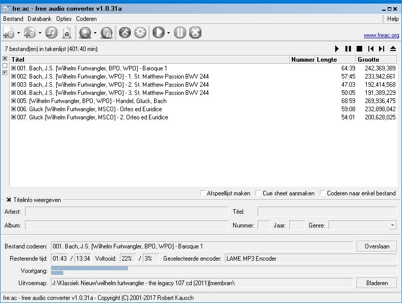 Fre:ac - Converteer audio en rip cd’s