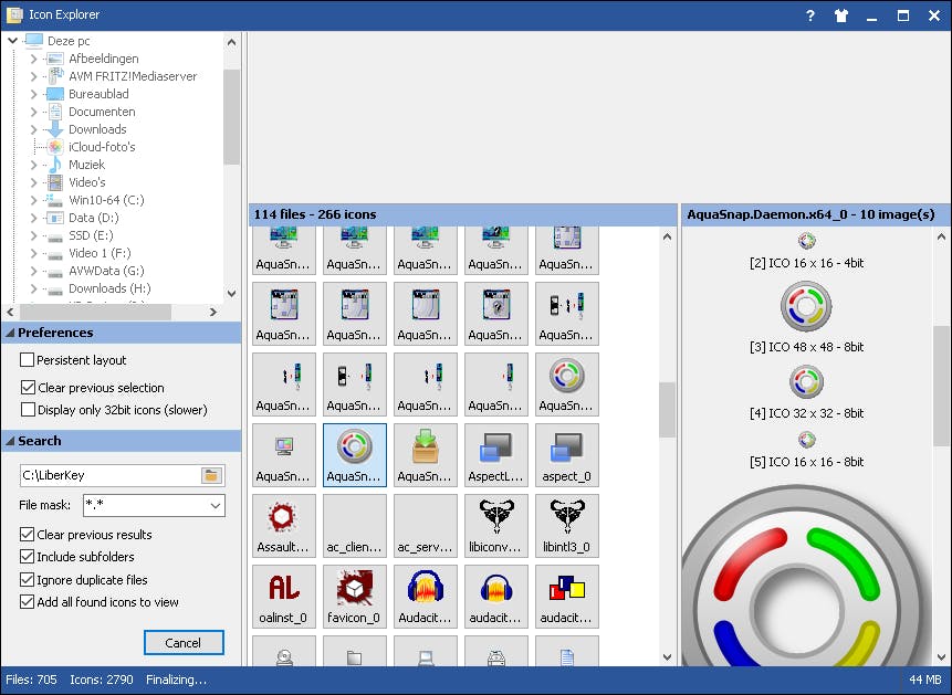 Icon Explorer - Oogst de pictogrammen op uw schijven