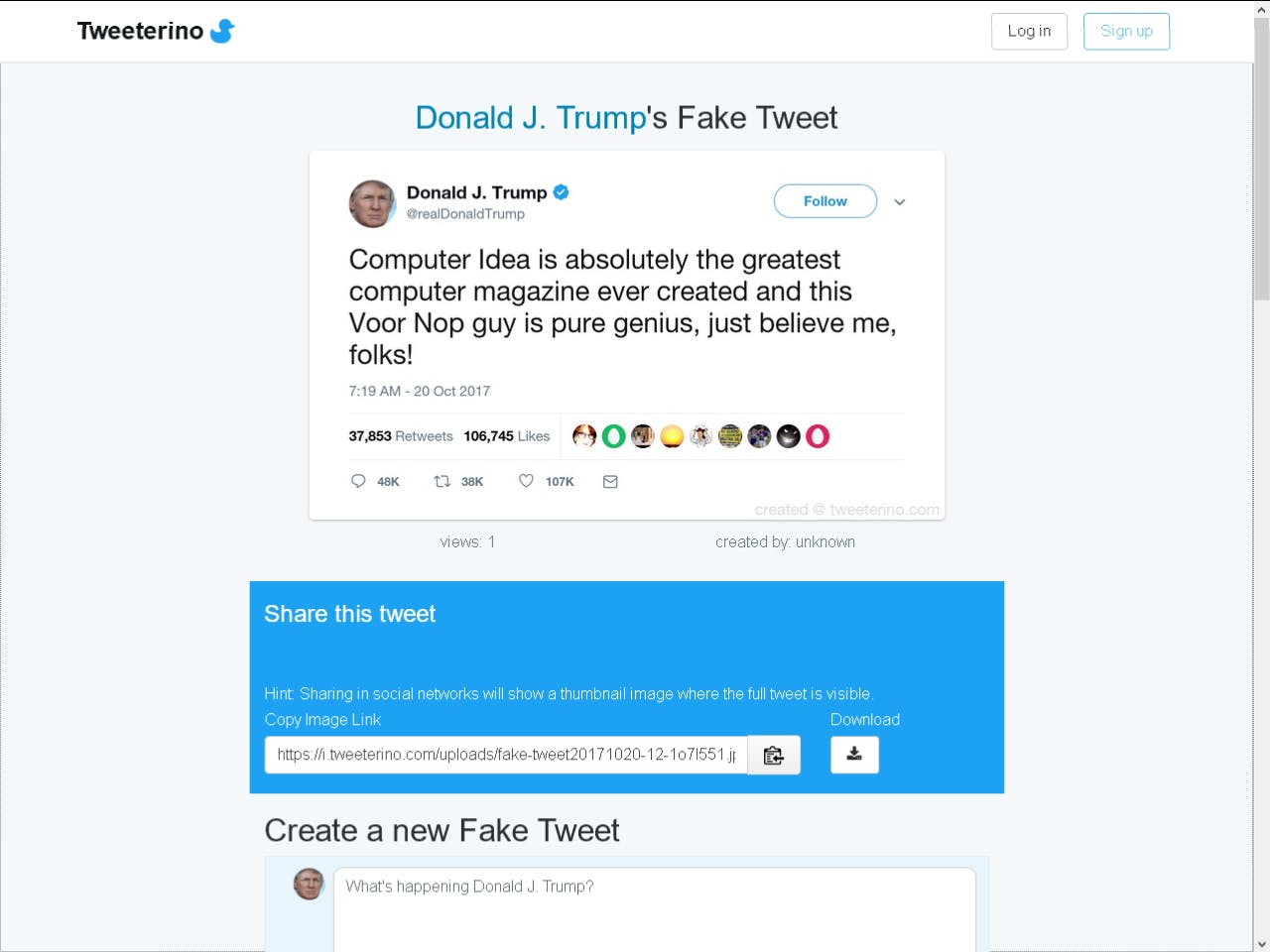 Tweeterino - Maak je eigen nepnieuws