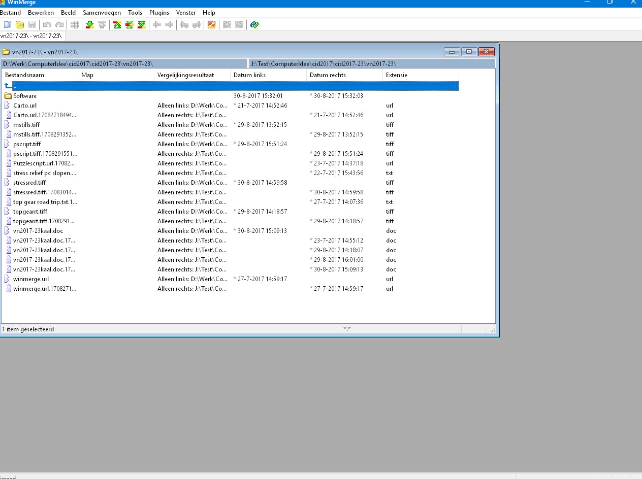 WinMerge - Vergelijk de inhoud van mappen met elkaar