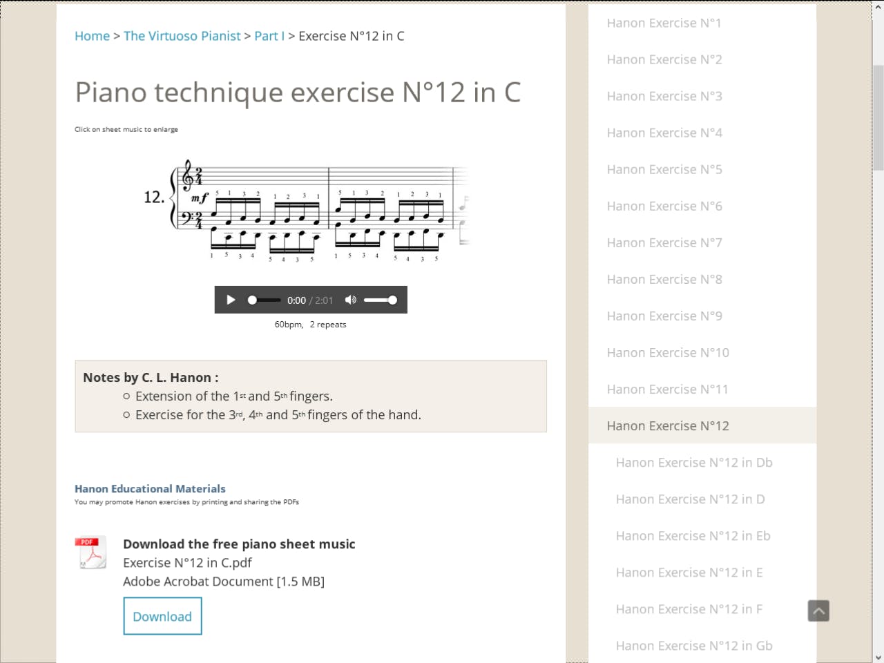 Hanon Online - Laat uw vingers eens wapperen