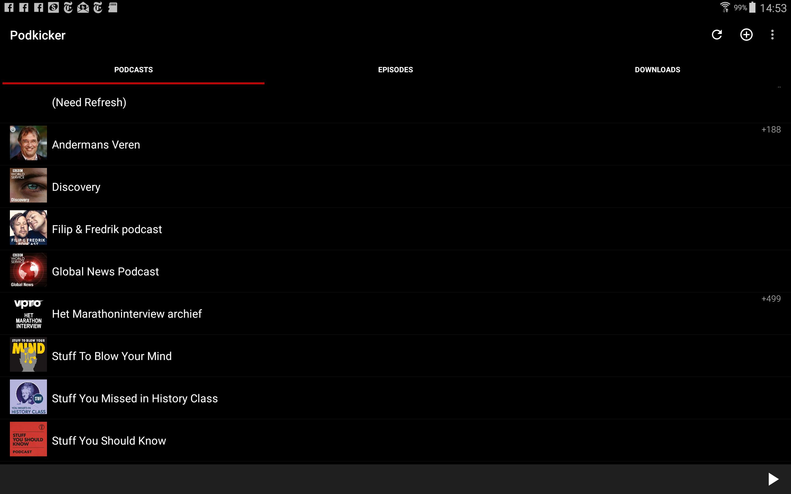 Podkicker - Beluister (onderweg) uw favoriete podcasts