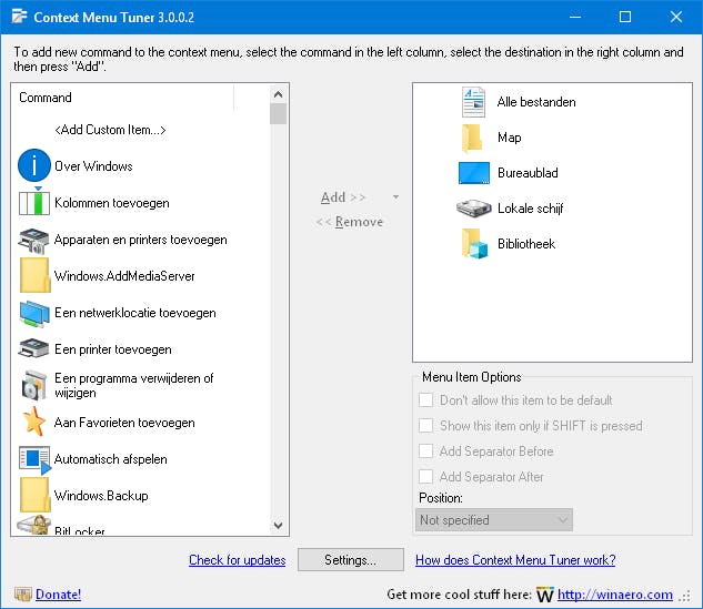 Context Menu Tuner - Zet het contextmenu naar uw eigen hand
