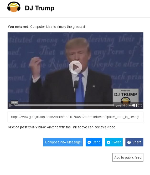 DJ Trump - laat de president van de VS jouw zinnen uitspreken