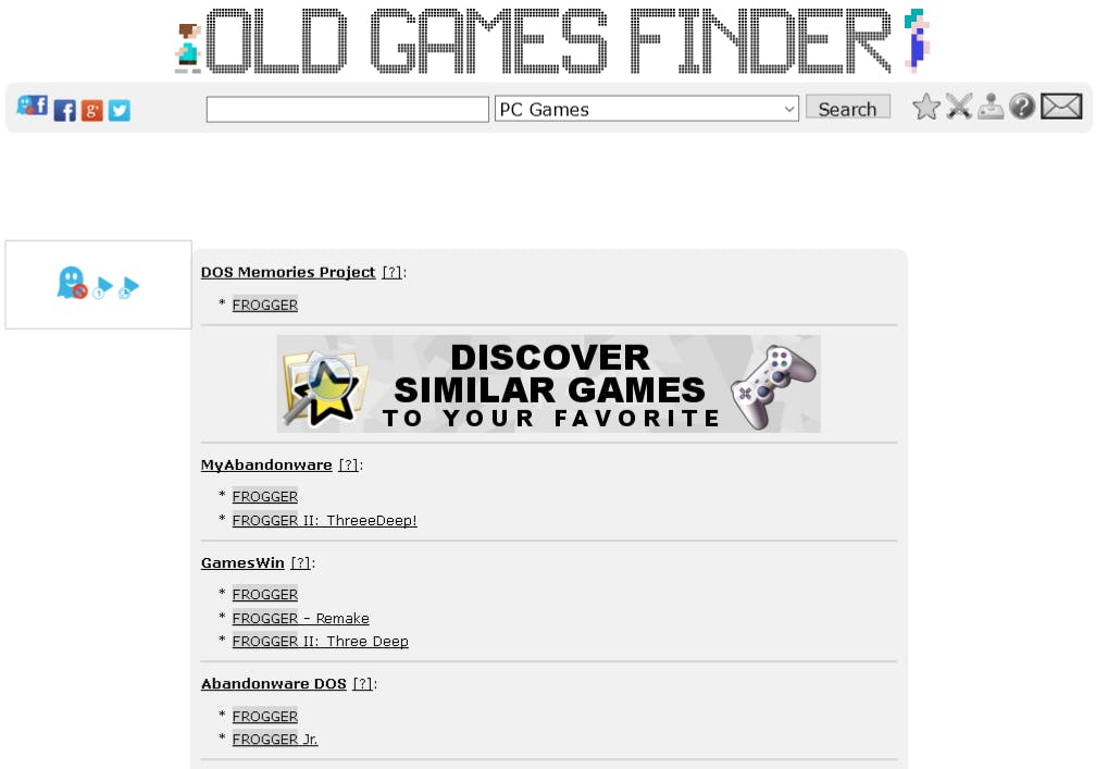 OldGamesFinder - vind games van weleer