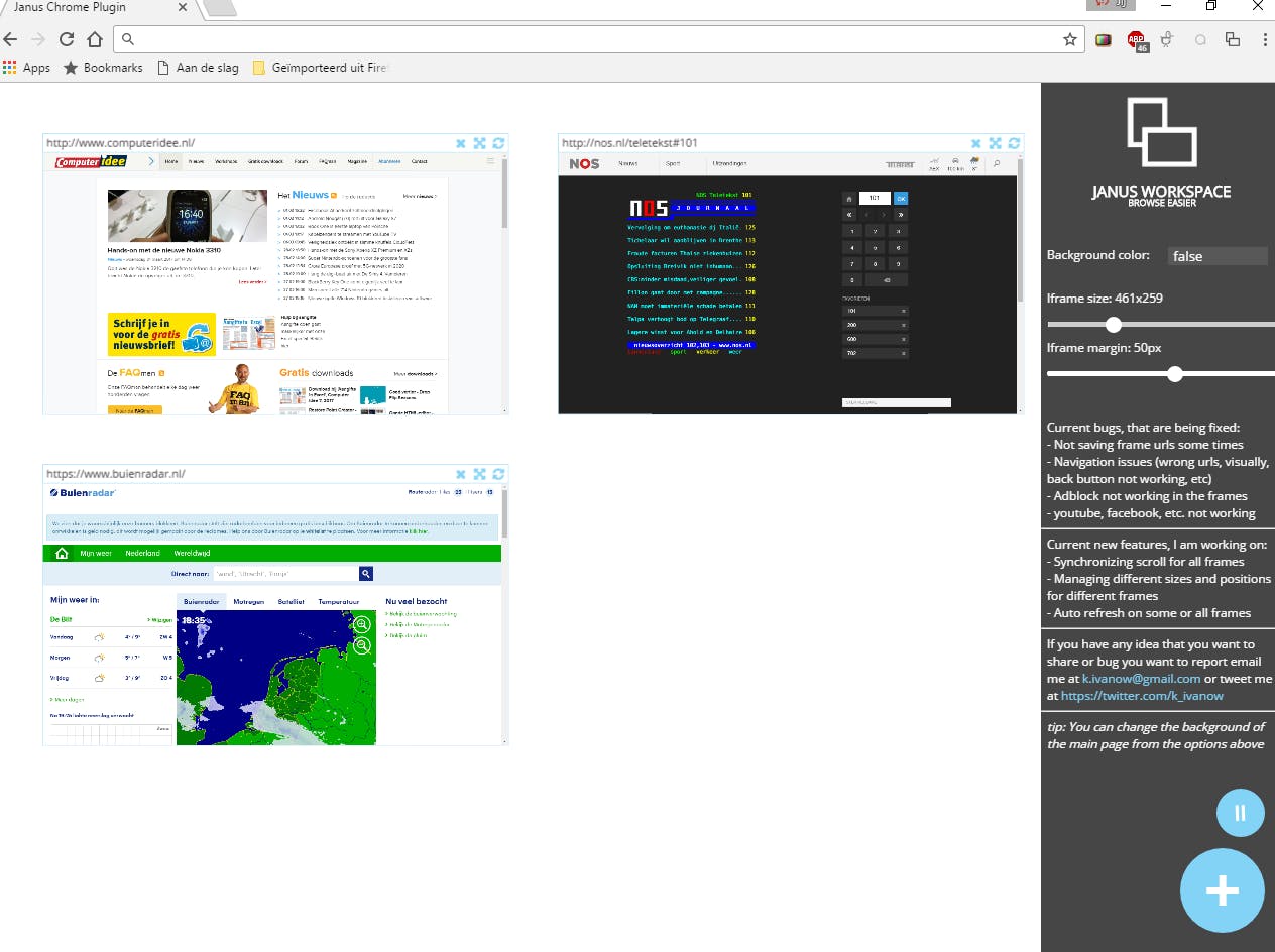 Janus Workspace - Bekijk meerdere websites tegelijk