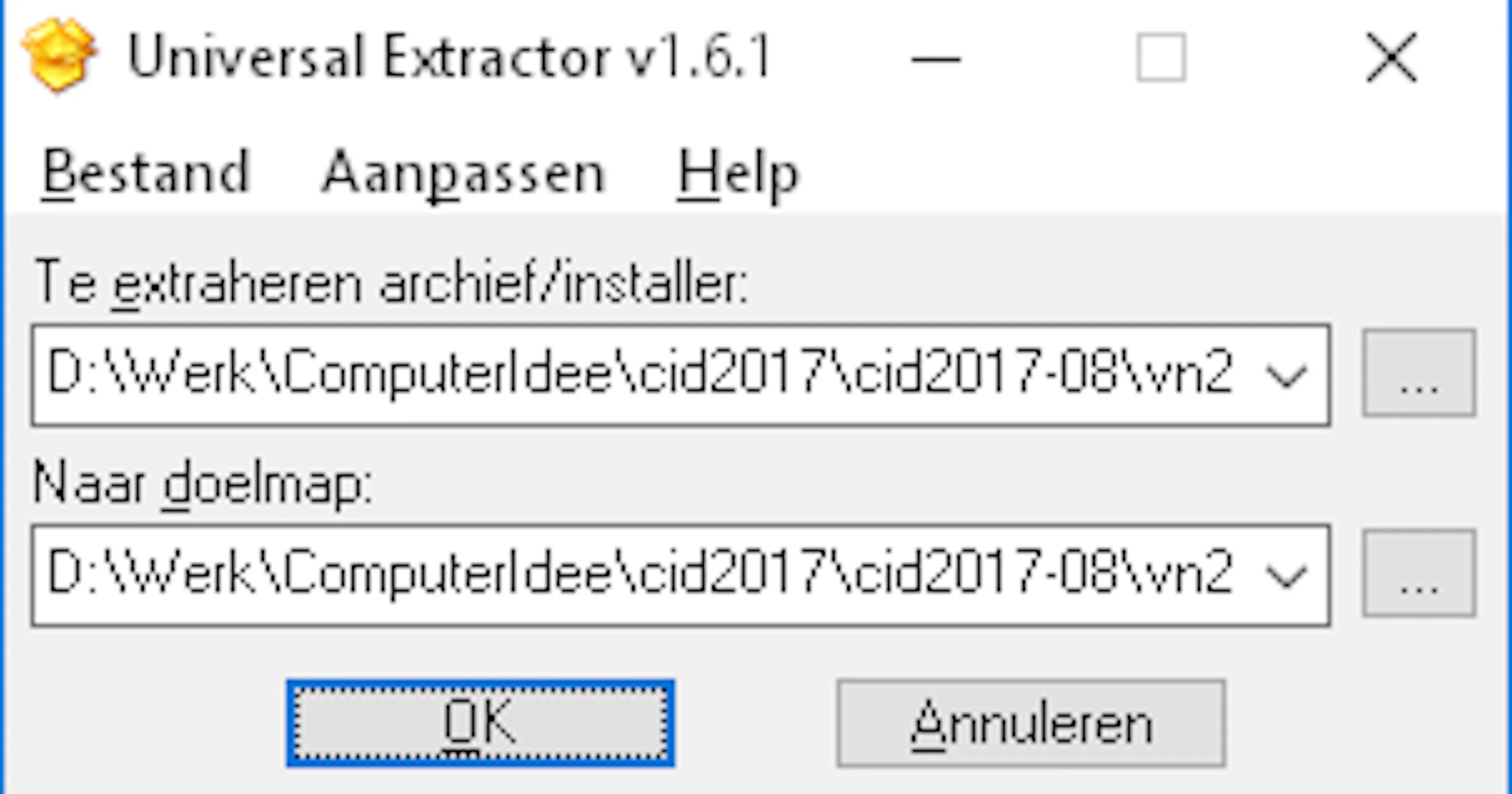 Universal Inspector - Pak installatiebestanden uit