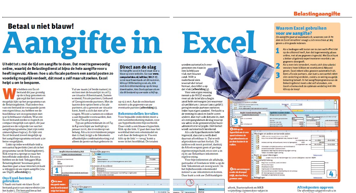 Download bij 'Aangifte in Excel', Computer Idee 7 - 2017